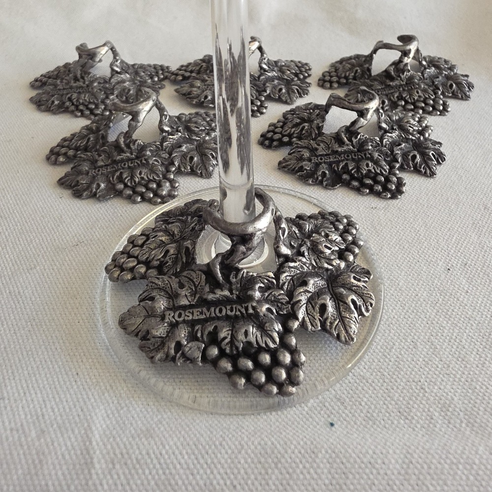 Rosemount Pewter Grape Vine Wine Glass Stem Accents - Set Of 6‎